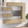 7 Piece TV Cabinet Set Sonoma Oak Engineered Wood Colour sonoma oak Quantity in Package 7 Width 100 cm 