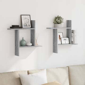 Wall Shelves 2 pcs Grey Sonoma | Stylish & Durable Storage