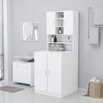 Washing Machine Cabinet White - Space-Saving Bathroom Storage