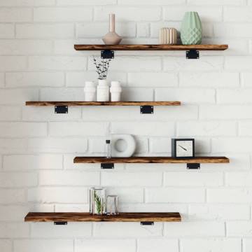 4 pcs Smoked Oak Wall Shelves - Stylish Storage Solution