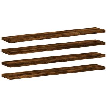 4 pcs Smoked Oak Wall Shelves - Stylish Storage Solution