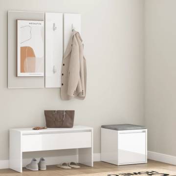 Stylish High Gloss White Hallway Furniture Set | Hipo Market