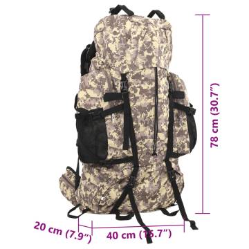 Hiking Backpack Camel Brown Camouflage 80L - Durable & Comfortable