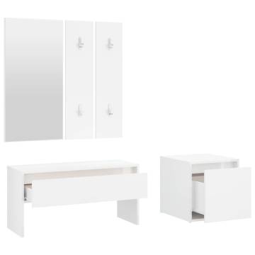 Stylish High Gloss White Hallway Furniture Set | Hipo Market