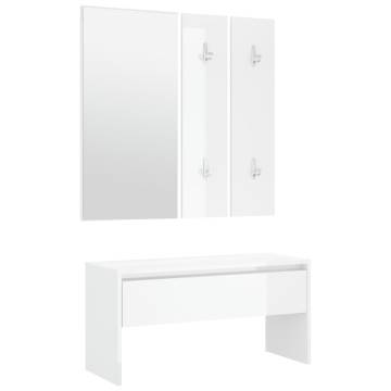 Stylish High Gloss White Hallway Furniture Set | Hipo Market