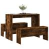  3 Piece Dining Table and Bench set Smoked Oak Engineered Wood Colour smoked oak Number of 1 