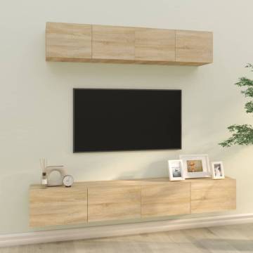 4 Piece Sonoma Oak TV Cabinet Set - Stylish & Practical