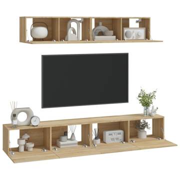 4 Piece Sonoma Oak TV Cabinet Set - Stylish & Practical