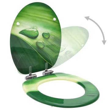 2 pcs WC Toilet Seats with Soft Close - Green Water Drop Design