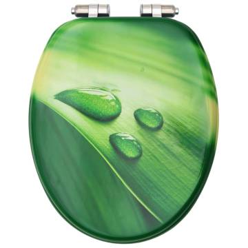 2 pcs WC Toilet Seats with Soft Close - Green Water Drop Design