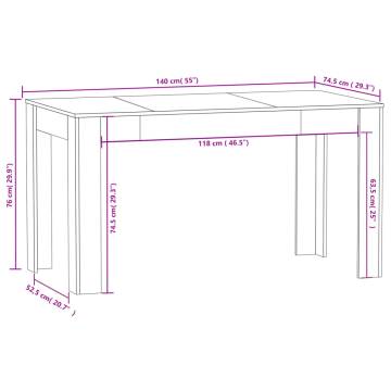 Brown Oak Dining Table - Engineered Wood 140x74.5 cm