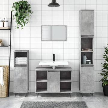 Stylish Concrete Grey Bathroom Cabinet | 80x33x60 cm