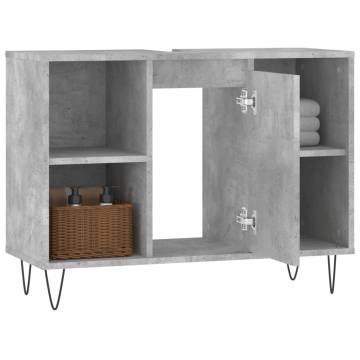 Stylish Concrete Grey Bathroom Cabinet | 80x33x60 cm