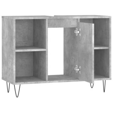 Stylish Concrete Grey Bathroom Cabinet | 80x33x60 cm