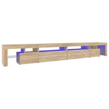 Stylish TV Cabinet with LED Lights - Sonoma Oak 290x36.5 cm