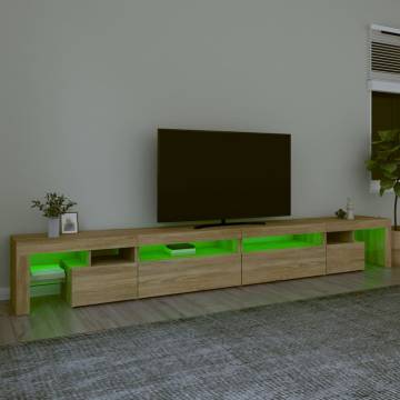 Stylish TV Cabinet with LED Lights - Sonoma Oak 290x36.5 cm