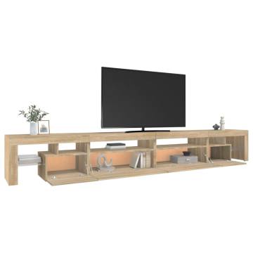 Stylish TV Cabinet with LED Lights - Sonoma Oak 290x36.5 cm