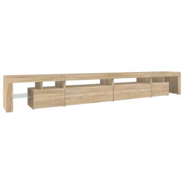 Stylish TV Cabinet with LED Lights - Sonoma Oak 290x36.5 cm