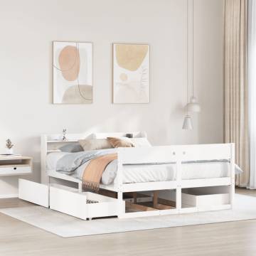 White Bed Frame 160x200 cm - Solid Pinewood | HipoMarket