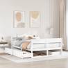  Bed Frame without Mattress White 160x200 cm Solid Wood Pine Colour white Size 160 x 200 cm 