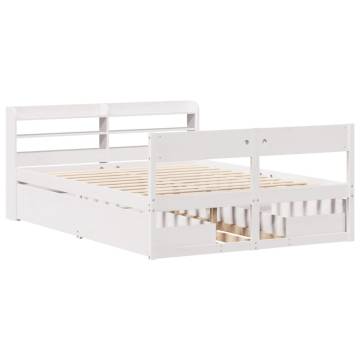 White Bed Frame 160x200 cm - Solid Pinewood | HipoMarket