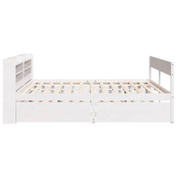 White Bed Frame 160x200 cm - Solid Pinewood | HipoMarket