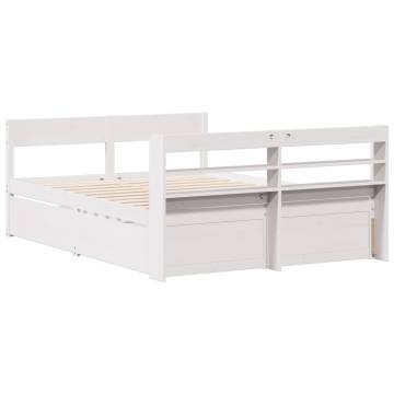 White Bed Frame 160x200 cm - Solid Pinewood | HipoMarket