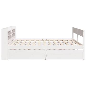 King Size White Bed Frame - Solid Wood Pine 150x200 cm