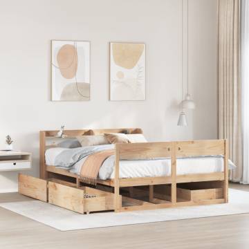 Solid Wood Pine Bed Frame 140x190 cm without Mattress