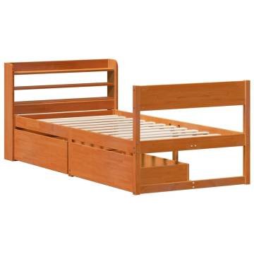 Solid Pine Bed Frame in Wax Brown - Small Single 75x190 cm