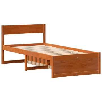 Solid Pine Bed Frame in Wax Brown - Small Single 75x190 cm