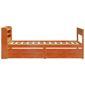 Solid Pine Bed Frame in Wax Brown - Small Single 75x190 cm