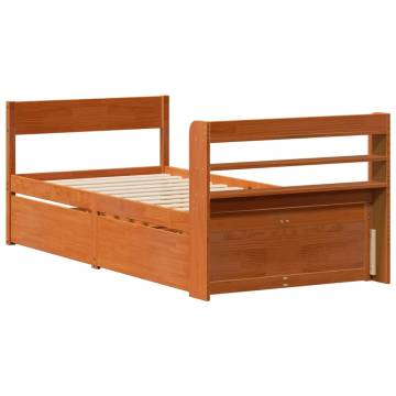 Solid Pine Bed Frame in Wax Brown - Small Single 75x190 cm