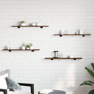 4 pcs Brown Oak Wall Shelves - Engineered Wood | HipoMarket