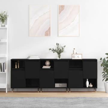 Elegant 3-Piece Black Engineered Wood Sideboards for Your Home