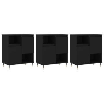 Elegant 3-Piece Black Engineered Wood Sideboards for Your Home