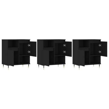 Elegant 3-Piece Black Engineered Wood Sideboards for Your Home