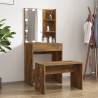 Dressing Table Set with LED Smoked Oak Engineered Wood Colour smoked oak Size 60 x 40 x 140 cm Quantity in Package 1 