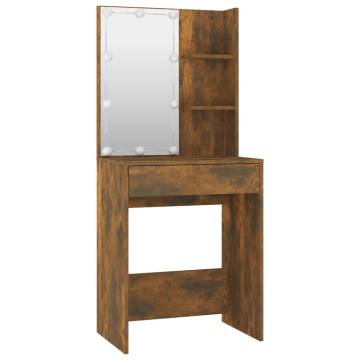 LED Dressing Table Set in Smoked Oak | Hipo Market