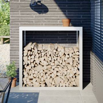 Firewood Rack White 100x40x100 cm Steel - Durable Storage Solution