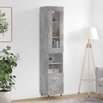 Highboard Concrete Grey - Stylish Engineered Wood Storage