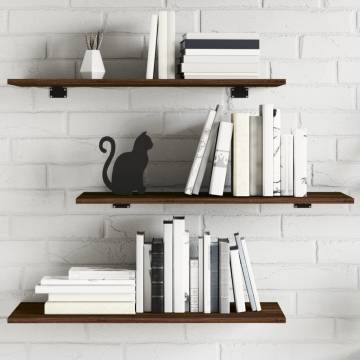 Stylish Brown Oak Wall Shelves - 4 pcs | Hipo Market