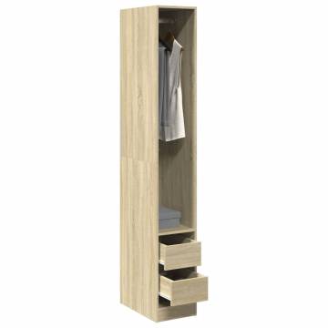 Sonoma Oak Wardrobe - Compact Engineered Wood Storage Solution