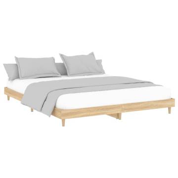 Sonoma Oak Bed Frame 200x200 cm - Quality Engineered Wood