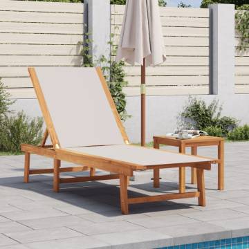 Comfortable Grey Sun Lounger - Solid Acacia & Textilene