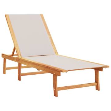 Comfortable Grey Sun Lounger - Solid Acacia & Textilene