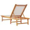 Comfortable Grey Sun Lounger - Solid Acacia & Textilene