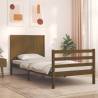 Honey Brown Bed Frame with Headboard - 90x200 cm Solid Wood