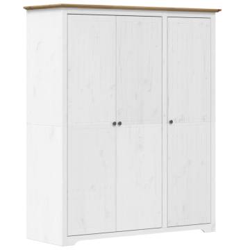 Wardrobe BODO White & Brown - Solid Pine Storage | Hipomarket