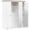 Wardrobe BODO White & Brown - Solid Pine Storage | Hipomarket